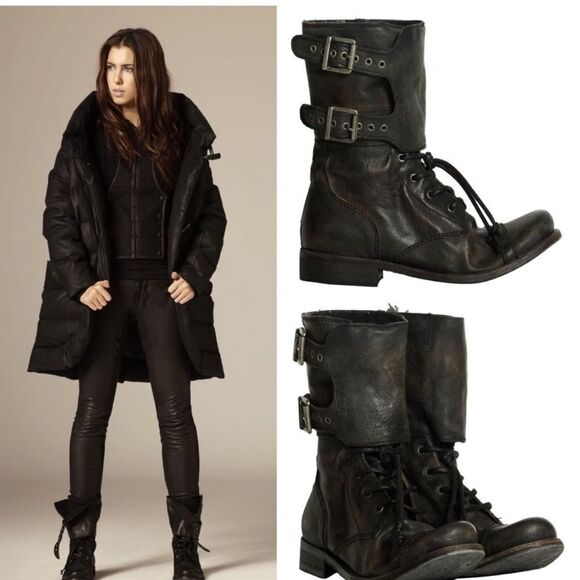 All Saints Damisi Black Combat Moto Boots - Picture 1 of 8